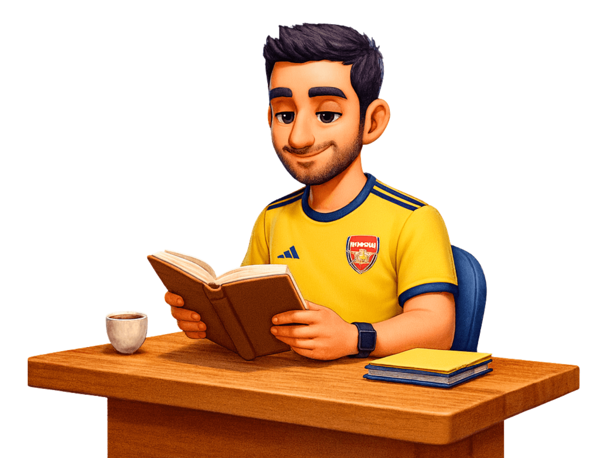 Majid reading a book